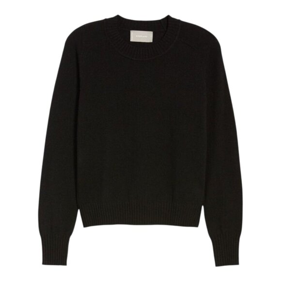 Everlane ReCashmere Black Wool Cashmere Blend Crewneck Sweater Cozy Women's M - Picture 2 of 8